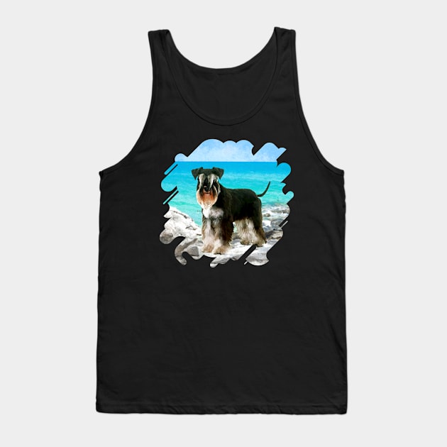 Miniature Schnauzer on the beach Tank Top by Nartissima